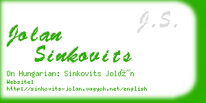 jolan sinkovits business card